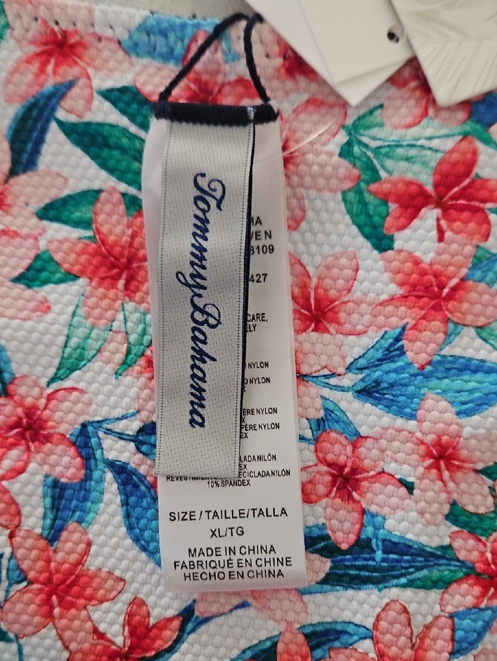 Tommy Bahama Reversible Hipster Textured Bikini Bottom: Navy/Floral/Tropical: XL - Picture 8 of 13